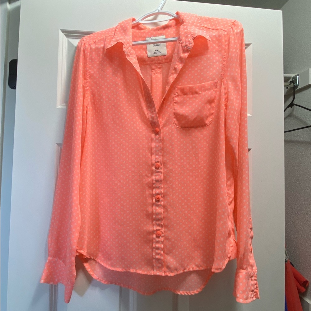 Pink with White Polka Dot Long Sleeve Shirt
